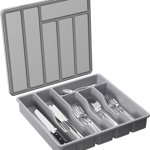 Cutlery Organizer Tray with Lid