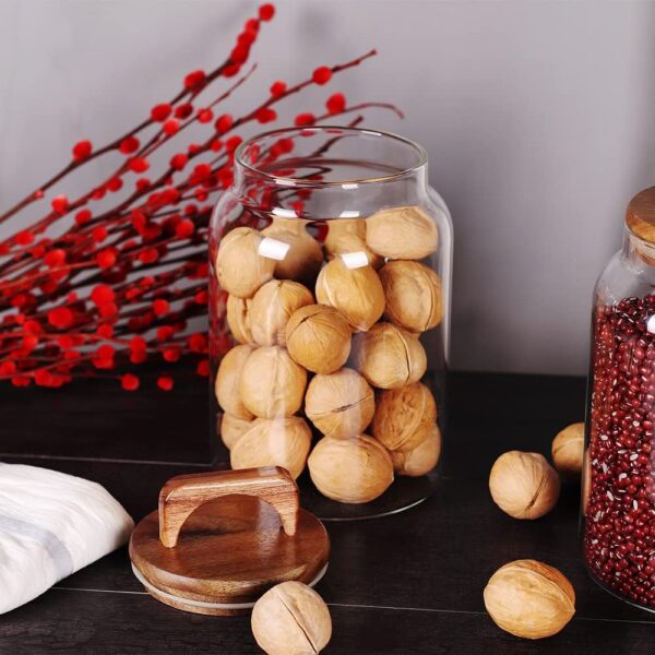 2-Piece Set of Tall Glass Canisters with Acacia Wood Lids