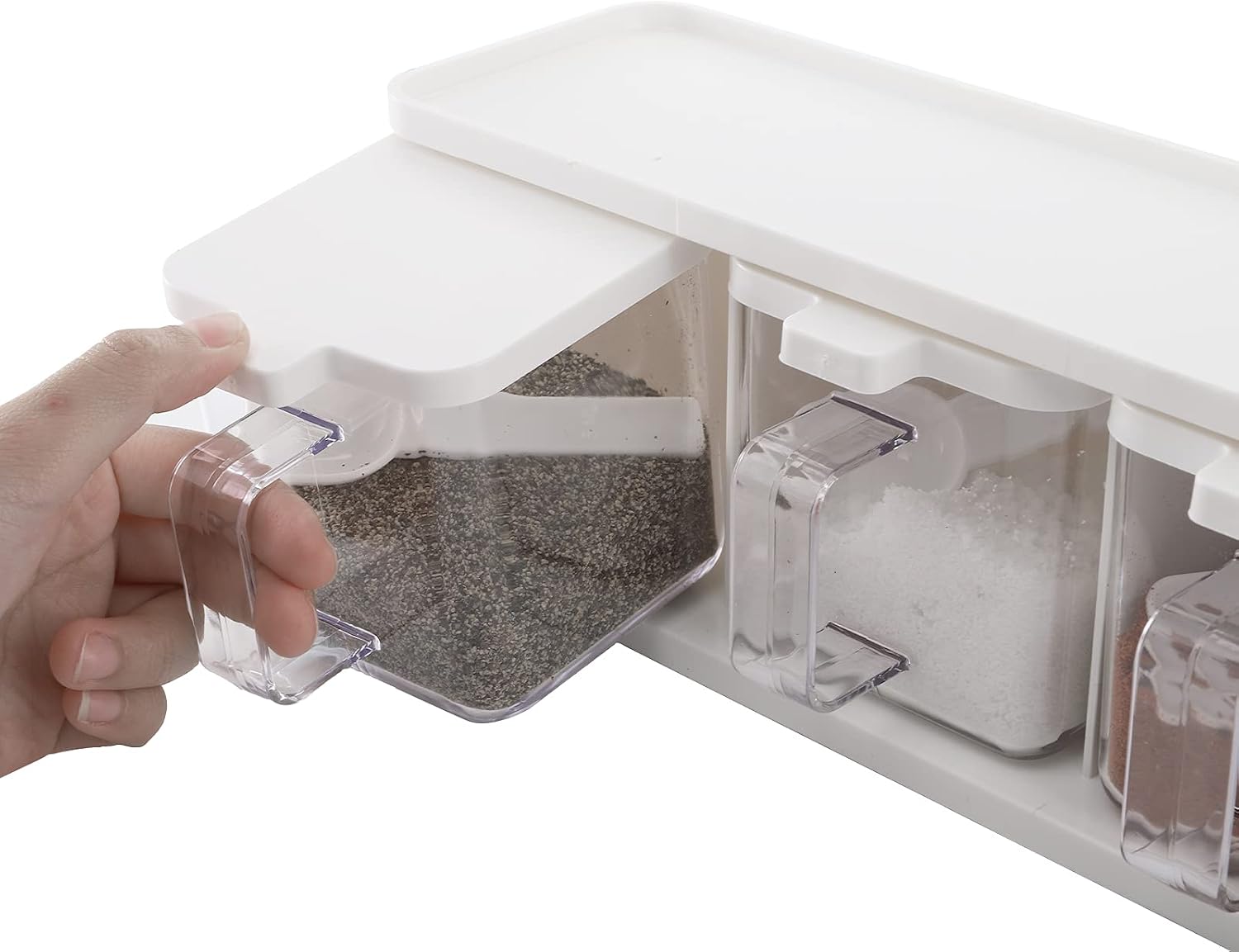 2-Piece Dual-Compartment Transparent Condiment Container Set - Image 2