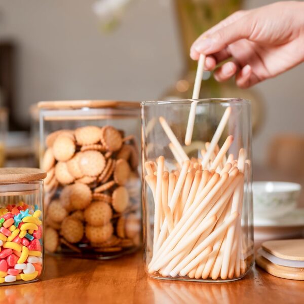 6-Piece Set of Square Glass Canisters with Bamboo Lids