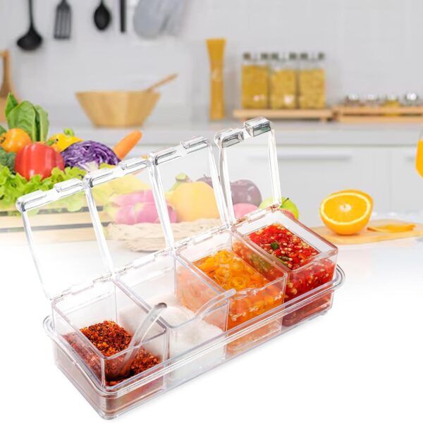 4-Piece Transparent Plastic Condiment Container Set