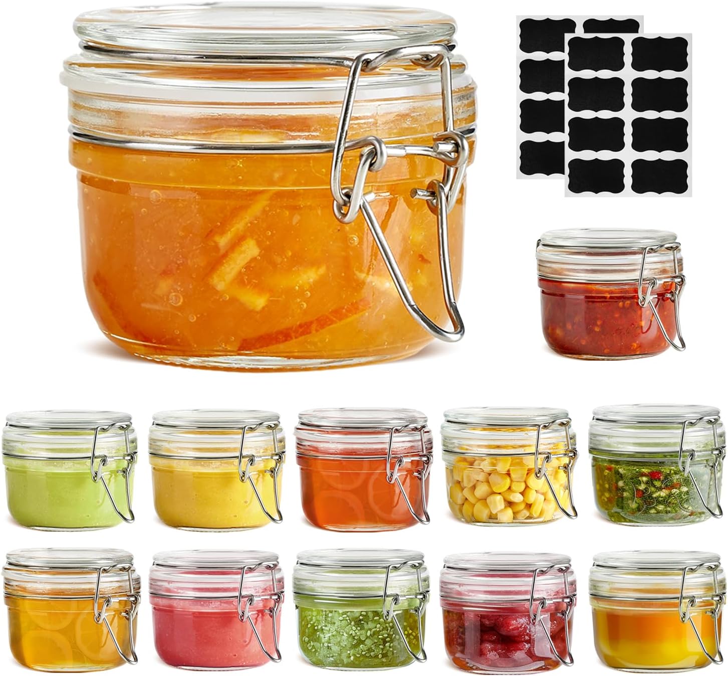 12-Piece Set of Mini Glass Jars with Wire Clasps - Image 2