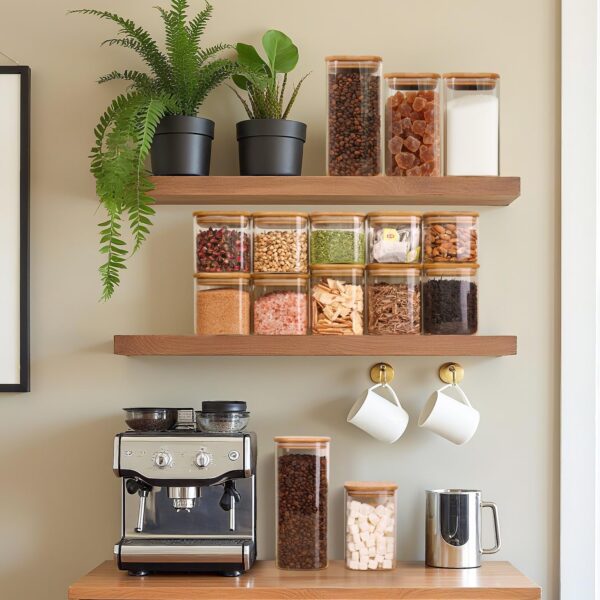 6-Piece Set of Transparent Airtight Glass Storage Canisters