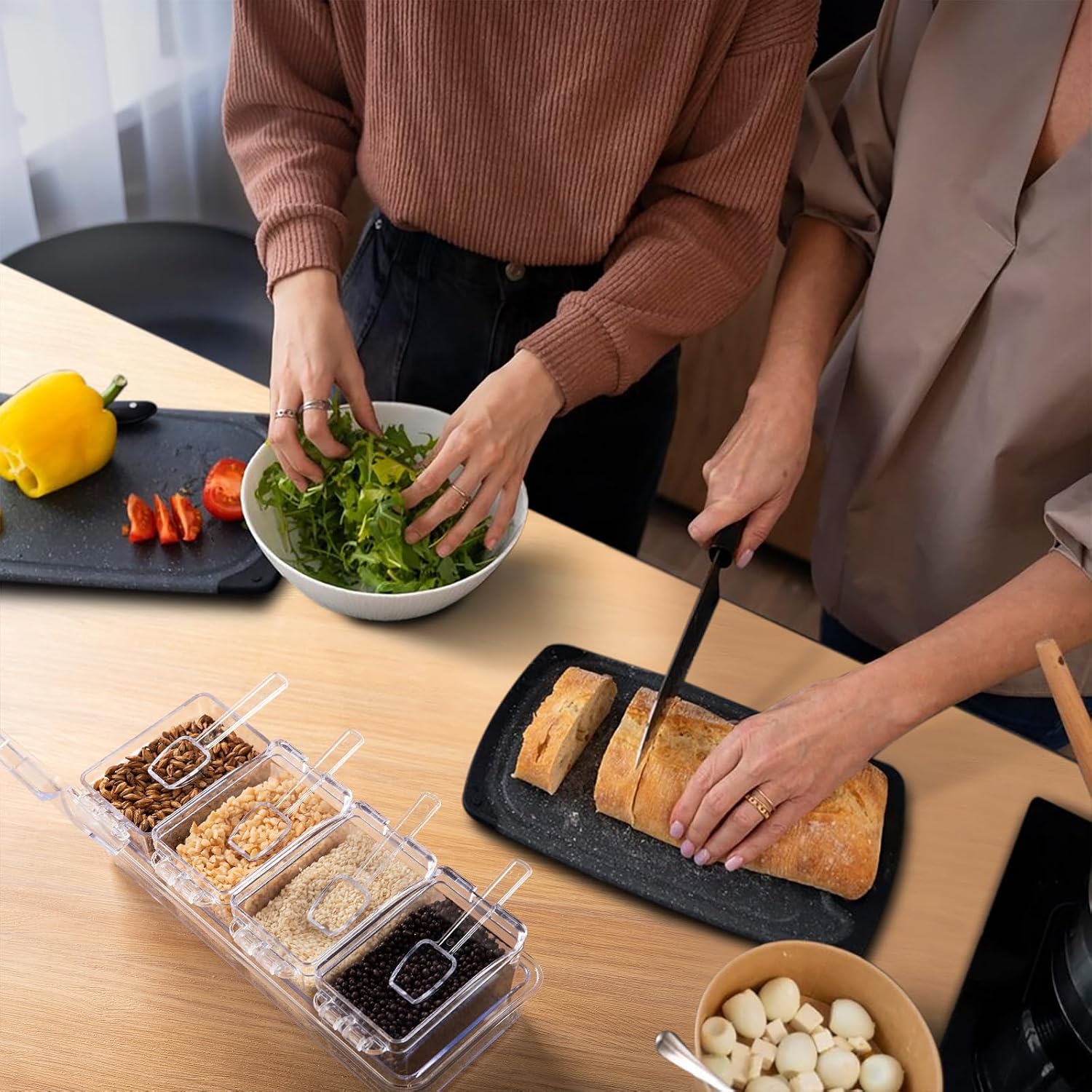 4-Piece Transparent Condiment Container Set - Image 2