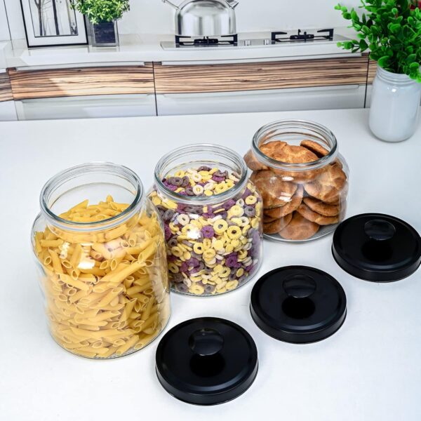 Set of Glass Kitchen Storage Canisters with Metal Lids