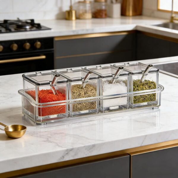 4-Piece Small-Capacity Transparent Condiment Container Set