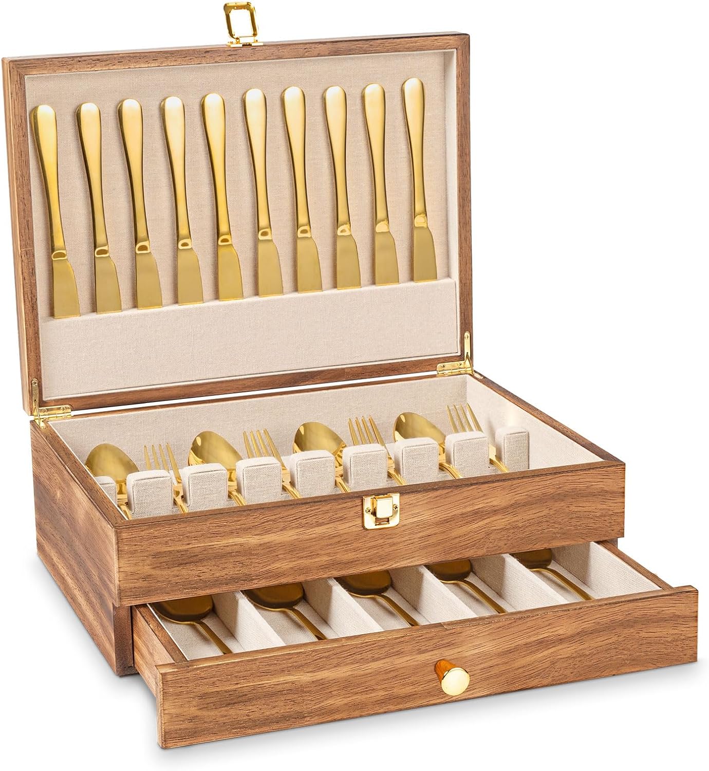 Two-Tier Wooden Cutlery Organizer - Image 2