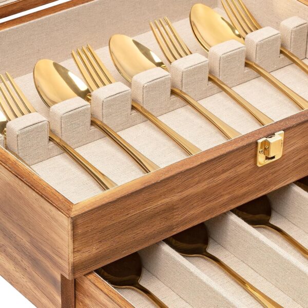 Two-Tier Wooden Cutlery Organizer